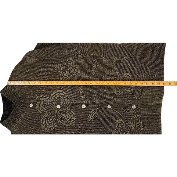 Tally Ho Jacket Women Plus 2X Button Up Dark Olive Textured Embossed Lightweight - Picture 9 of 10